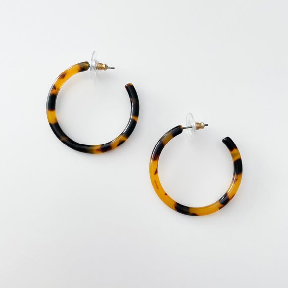 J. Crew Factory Tortoise Hoop Earrings - Picture 1 of 3
